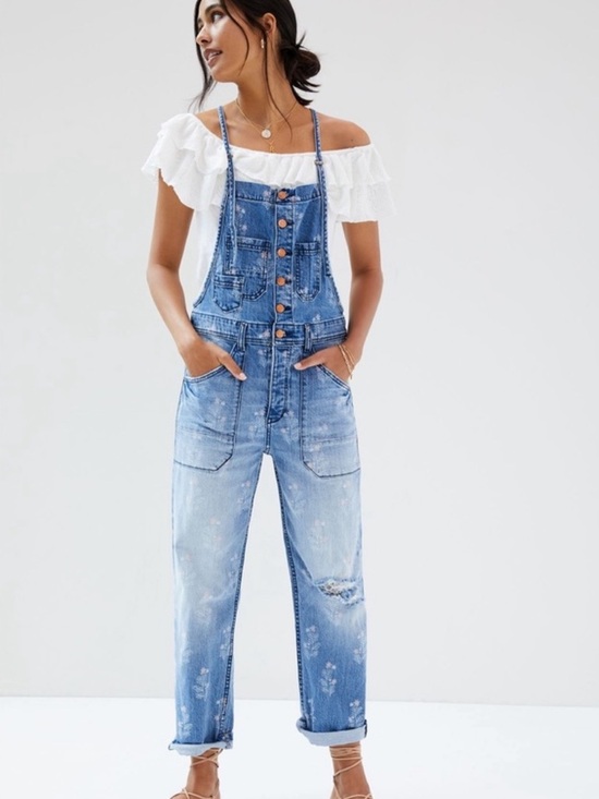 Pilcro Pants - Pilcro Light Blue Distressed Denim Overalls Jumpsuit